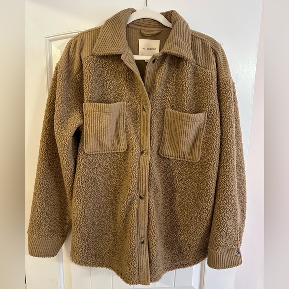 Thread & Supply High Pile Fleece Shacket Size Large - Picture 3 of 15